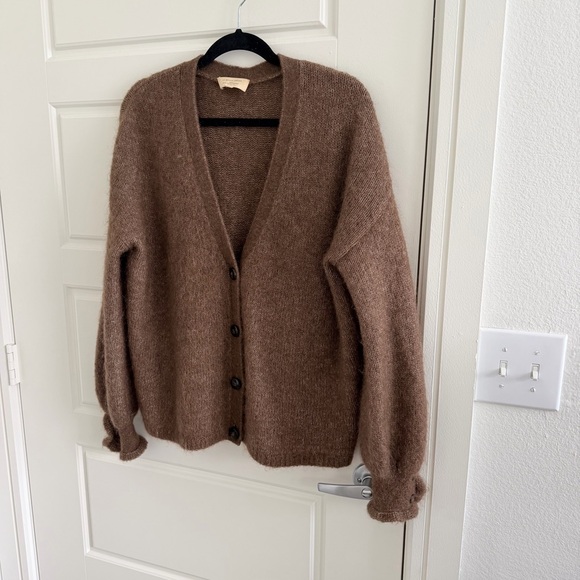 Sezane Brown Cardigan with Ruffle Sleeve - Picture 3 of 10